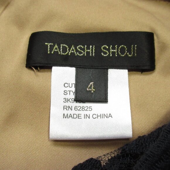 NWT TADASHI SHOJI Embroidered Lace Blouson Gown in Navy Nude Maxi Dress 4 - Picture 6 of 10